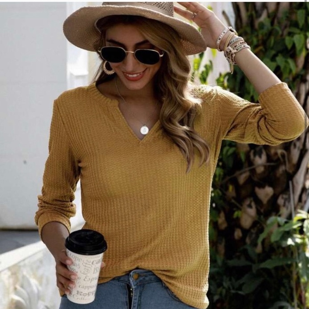 Waffle Knit Mustard Fall Basic - image 2